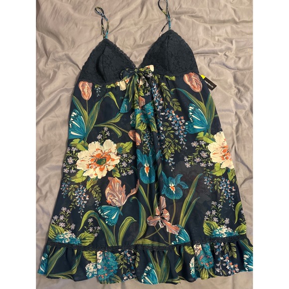 Ambrielle Other - NEW Ambrielle Dark Green Floral Print Babydoll Chemise Lingerie, Medium
